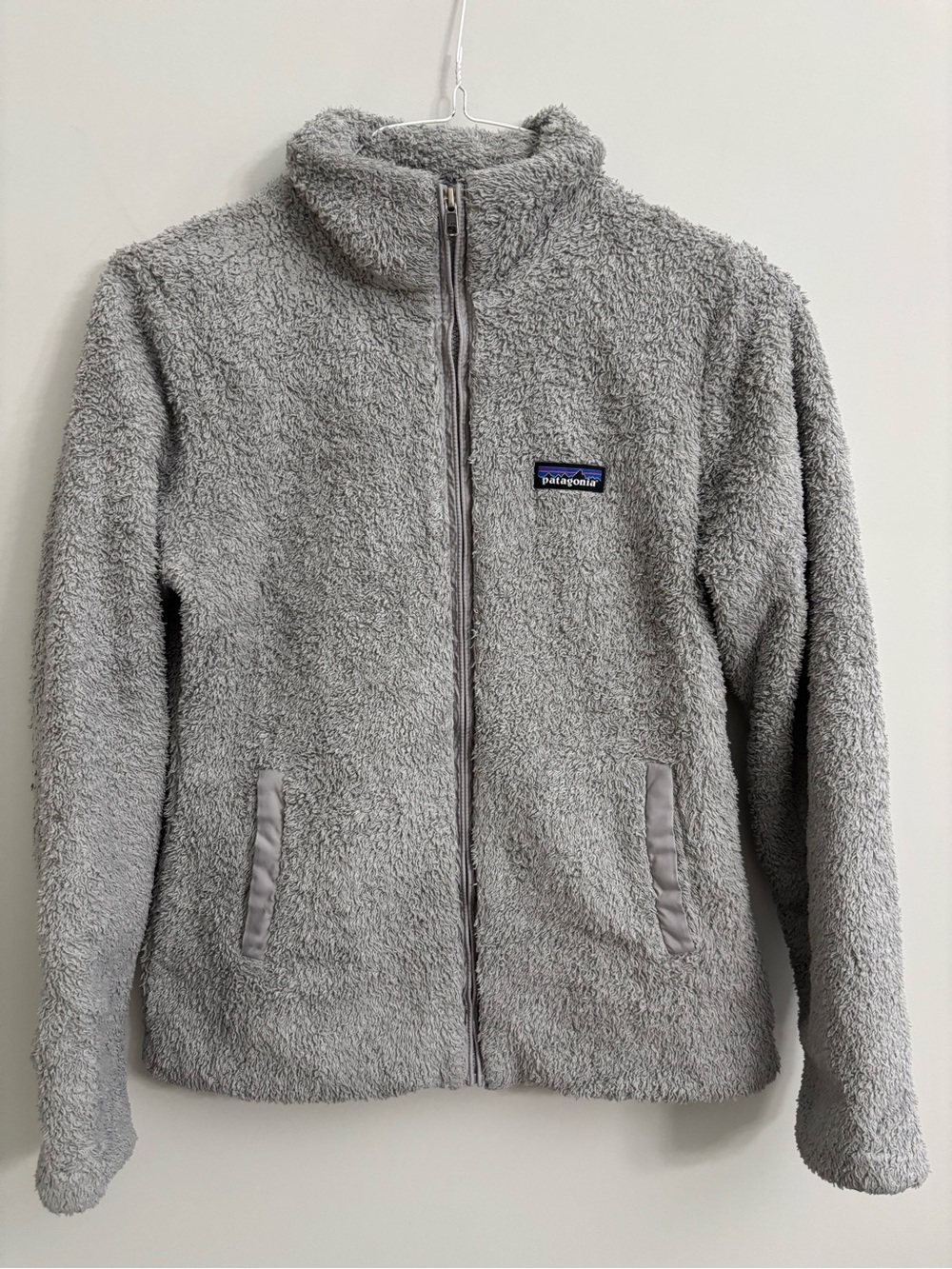 Patagonia Light Gray Plush Full-Zip Teddy Jacket